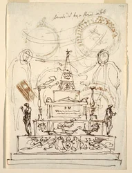 Entwurf für einen Katafalk für den Trauergottesdienst für Papst Pius VI. in Forli
