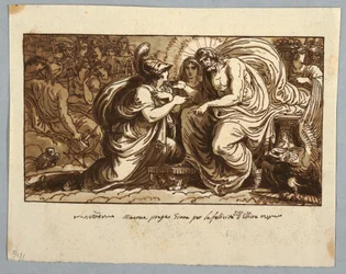 Blatt aus einem Skizzenbuch: Minerva bittet Jupiter um das Glück von Odysseus oder Minerva fragt Jupiter nach dem Schicksal von Ithaka