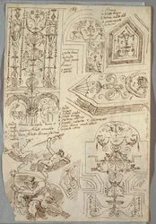 Sechs dekorative Studien; Rückseite, anatomische Studie