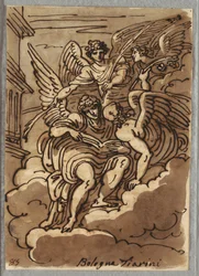 St. Paul in den Wolken mit Engeln und Palmen