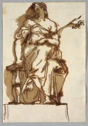Studie nach einer antiken Statue einer sitzenden Frau