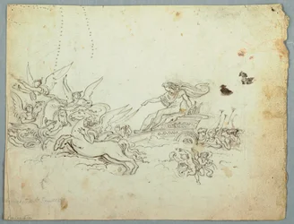 Sonnengott wird in den Himmel gezogen und von Aurora begleitet