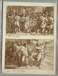 Der Stolz des Romulus: Das Verspotten des alten Hauptmanns von Veii; Zwei Studien nach Carracci