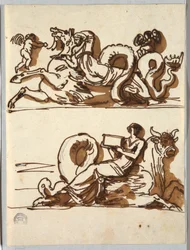 Zwei Friese mit Frauen und Seeungeheuern