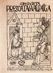 Inka-Kaiser Atahualpa, Gefangener der Konquistadoren in Cajamarca