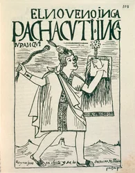Porträt des großen Inka-Kaisers Pachacutec (Tuschzeichnung)