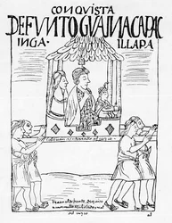 Der Körper von Huayana Capac wird von Quito nach Cuzco zur Beerdigung getragen