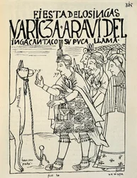 Das Opfer eines Lamas bei einem Inka-Ritus (Tuschzeichnung, ca. 1587)