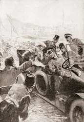 Die Ermordung von Franz Ferdinand und seiner Frau Sophie, Herzogin von Hohenberg, 28. Juni