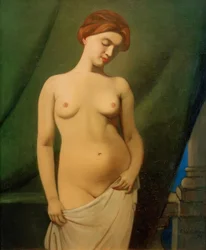 Nackte Frauen, grüner Vorhang