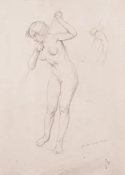 Figurenstudie für „Die Tötung des Orpheus“