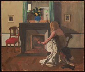 Innenraum mit einer Frau im Nachthemd, 1899