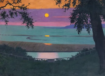 Sonnenuntergang bei Grace, orange und violetter Himmel, 1918