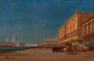 Venedig von der Riva aus in Richtung Piazzale San Marco, um 1890