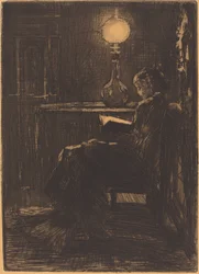 Leserin bei Lampe