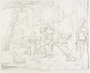 Rip unterhält Kinder (Rip Van Winkle, Illustration)