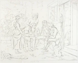 Rip Van Winkle, Illustration: Rip erzählt seine fabelhafte Geschichte