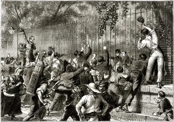 Die Menge in Paris bejubelt Napoleon I., begleitet von Lucien Bonaparte