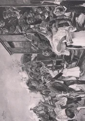 Ab an die Front, Illustration aus Hindenburg, veröffentlicht von Daterlandischer Derlag C U Weller Berlin