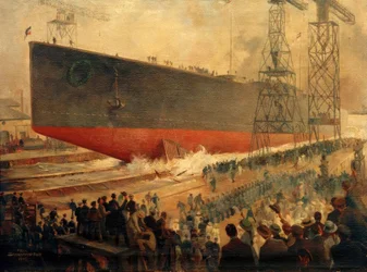 Stapellauf der Hindenburg in Wilhelmshaven