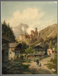 Alpine Landschaft mit einer Burg