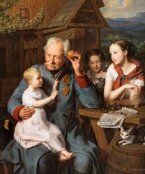 Ein alter Invalid mit Kindern