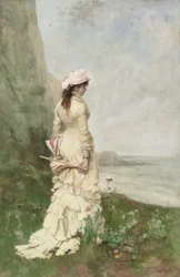 Eine elegante Dame am Meer