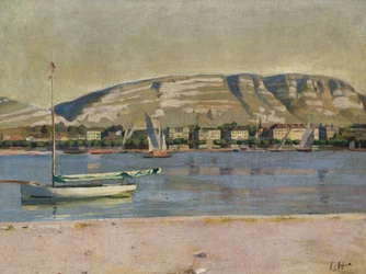 Genfer Hafen und der Saleve