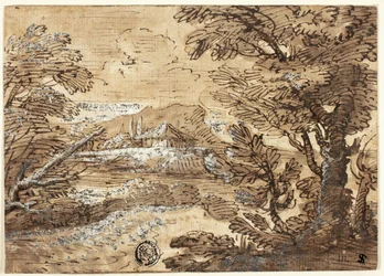 Landschaft mit Haus in der Ferne