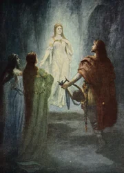 Er sah eine schöne Frau, aus 