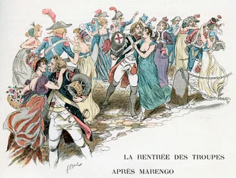 Die Rückkehr der französischen Truppen von Marengo, 1800, um 1870-1950