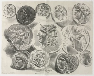 Blatt mit zwölf antiken Medaillen, 1825