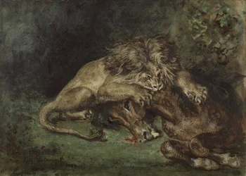 Löwe, der ein Pferd verschlingt, ca. 1844