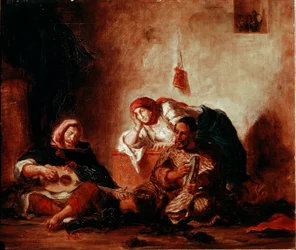 Orientalismus: „Jüdische Musiker von Mogador, Marokko“ Gemälde von Eugene Delacroix (1798-1863) 19. Jahrhundert Paris, Musée du Louvre