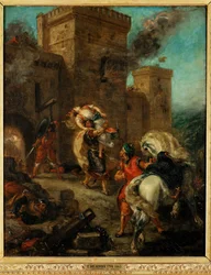 Rebecca entführt durch den Templer während des Angriffs auf die Burg Frondeboeuf
