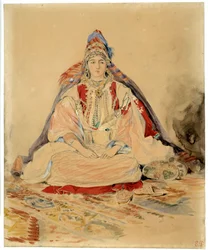 Die jüdische Hochzeit von Tanger. Aquarellzeichnung von Eugene Delacroix (1798-1863)