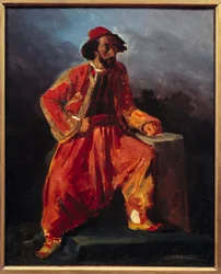 Türkisch sitzend. Vermutliches Porträt von Paul Barroilhet (1805 - 1871)