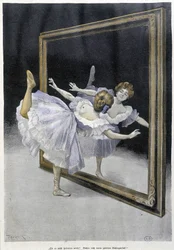 Klassischer Tanz: Tänzerin macht Übungen vor einem Spiegel - n.d., deutsches Dokument