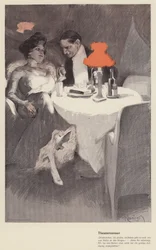 Gespräch zwischen einem Theaterdirektor und einer Schauspielerin in einem Café