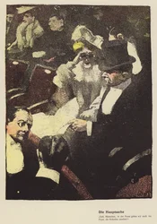 Frau schaut durch ein Opernglas im Theater