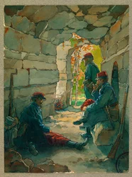 Poilus der Infanterie in Ruhe, Straße von Vailly