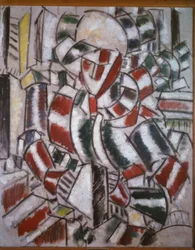 Frau in Rot und Grün