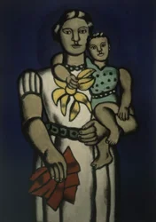 Frau mit ihrem Kind auf dem Arm