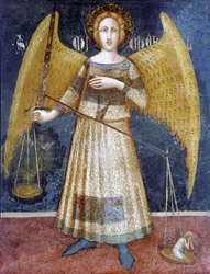 Engel mit Waage, Detail