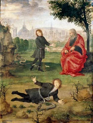Allegorie der Familie Medici mit Inschrift in der Mitte „Keine Wunde ist schlimmer als ein Feind in der Familie“