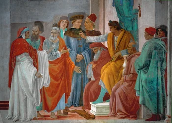 Disputation zwischen dem Heiligen Petrus, dem Heiligen Paulus und dem Zauberer Simon Magus (Fresko)