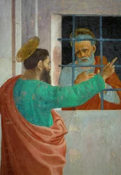 Der Besuch des Heiligen Paulus bei Petrus im Gefängnis, aus der unteren Reihe der Fresken in der Privatkapelle der Familie Brancacci