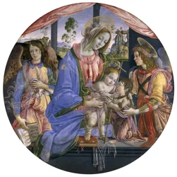 Die Madonna und das Kind mit dem kleinen St. Johannes und zwei Engeln, Mitte der 1480er Jahre