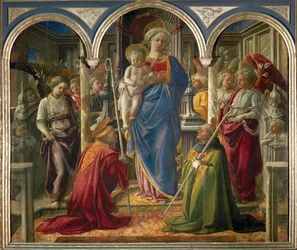 Madonna und Kind mit Engeln und den Heiligen Frediano und Augustinus, genannt "Pala Barbadori"