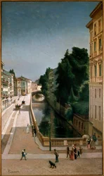 Ansicht des Kanals in der Senatostraße in Mailand